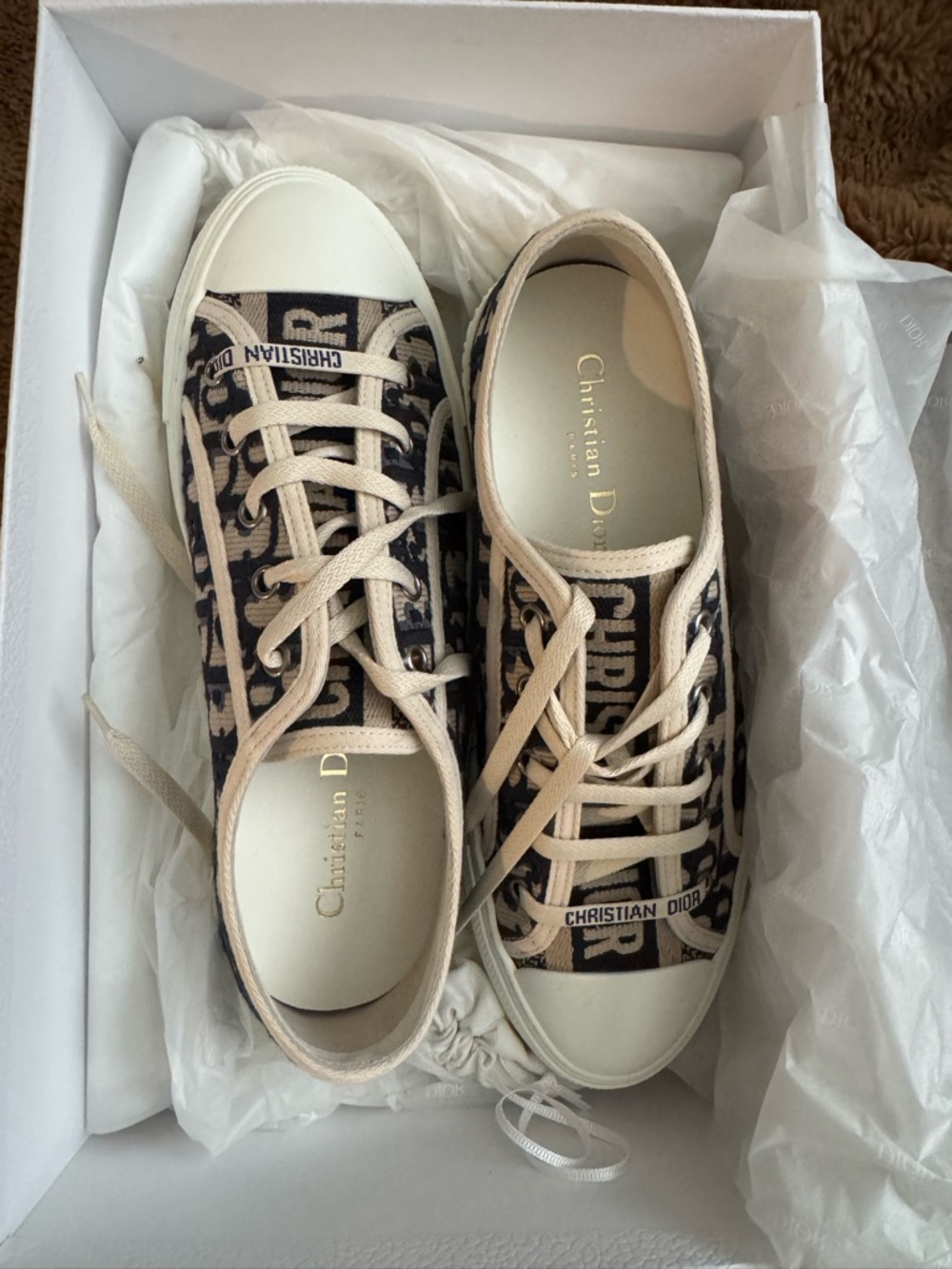 Dior Black and Beige Logo Low-Top Sneakers